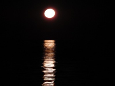 Almost Full moon reflection